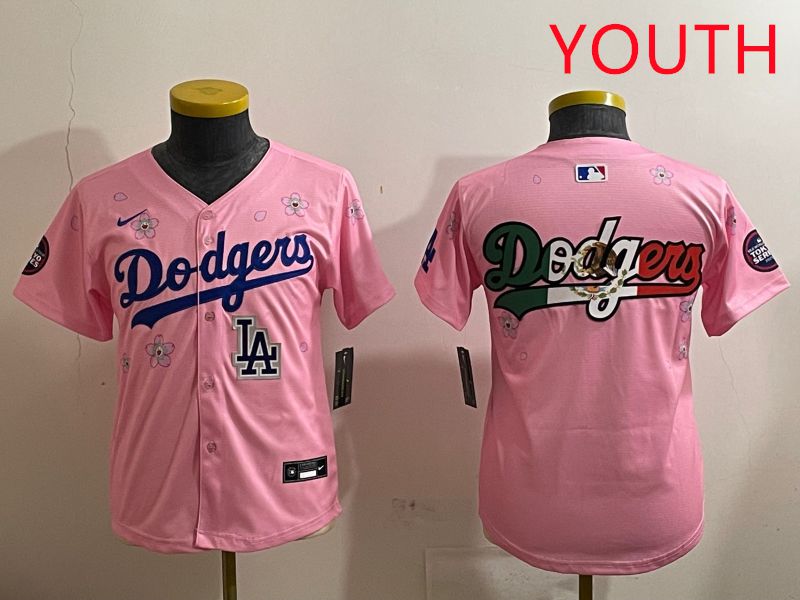 Youth Los Angeles Dodgers Blank Pink Sakura Edition 2025 Nike MLB Jersey style 12->youth mlb jersey->Youth Jersey